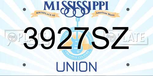 3927SZ Mississippi License Plate