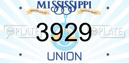 3929 Mississippi License Plate
