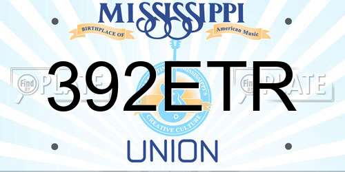 392ETR Mississippi License Plate
