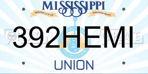 392HEMI Mississippi License Plate