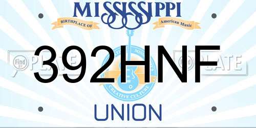 392HNF Mississippi License Plate