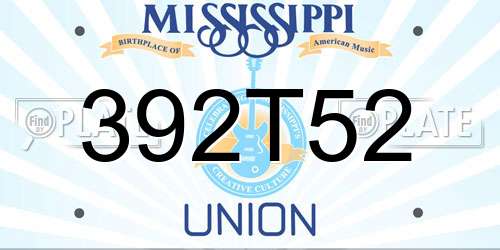 392T52 Mississippi License Plate