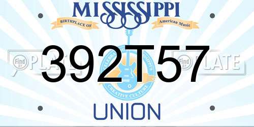 392T57 Mississippi License Plate