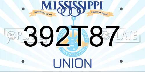 392T87 Mississippi License Plate