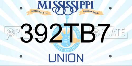 392TB7 Mississippi License Plate