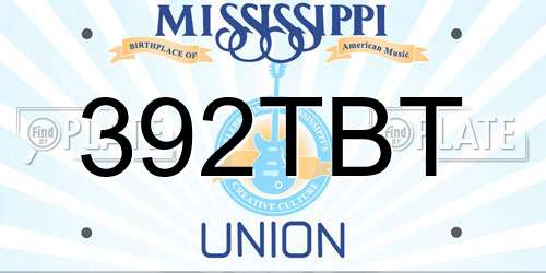 392TBT Mississippi License Plate