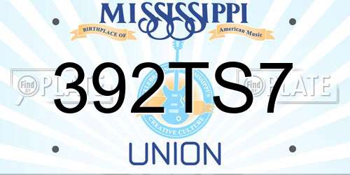 392TS7 Mississippi License Plate