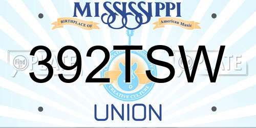 392TSW Mississippi License Plate