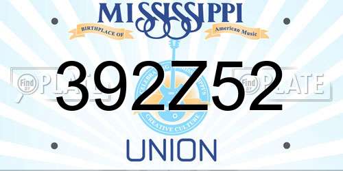 392Z52 Mississippi License Plate