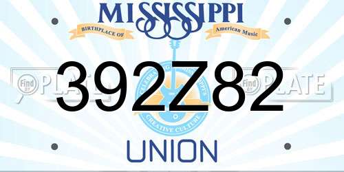 392Z82 Mississippi License Plate