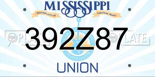392Z87 Mississippi License Plate