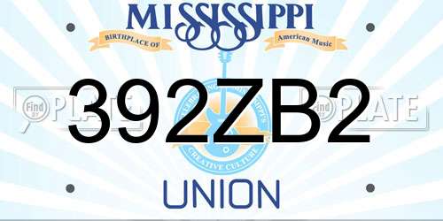 392ZB2 Mississippi License Plate