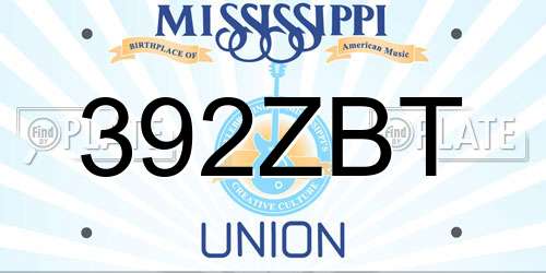 392ZBT Mississippi License Plate
