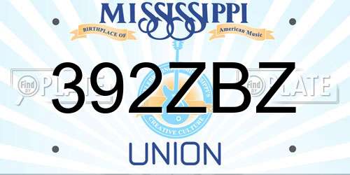 392ZBZ Mississippi License Plate