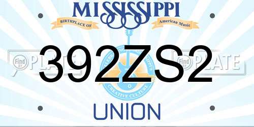 392ZS2 Mississippi License Plate