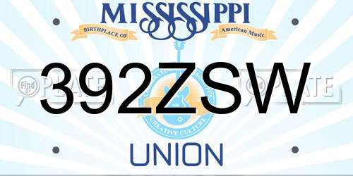 392ZSW Mississippi License Plate