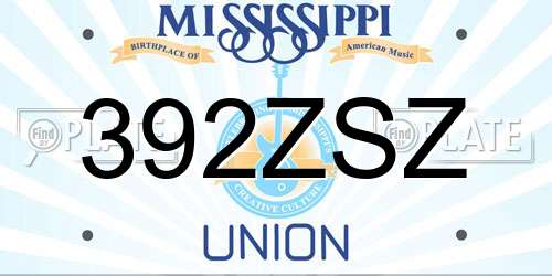 392ZSZ Mississippi License Plate