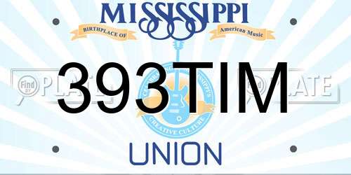393TIM Mississippi License Plate