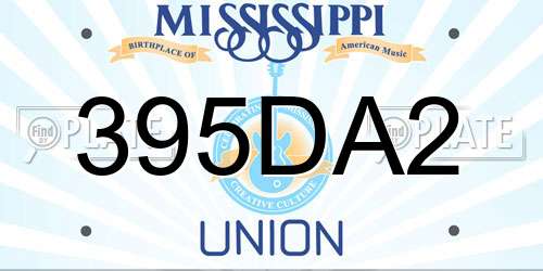 395DA2 Mississippi License Plate