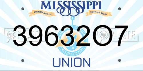 39632O7 Mississippi License Plate