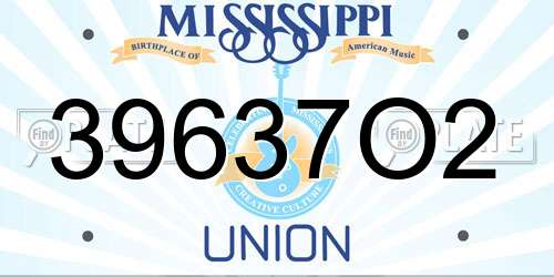 39637O2 Mississippi License Plate