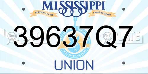 39637Q7 Mississippi License Plate