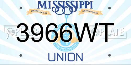 3966WT Mississippi License Plate