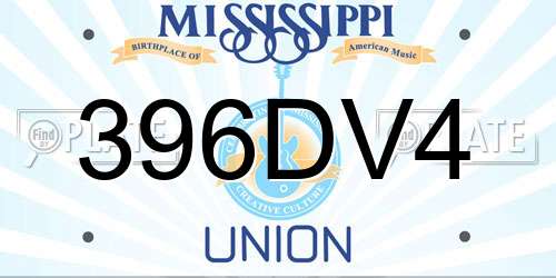396DV4 Mississippi License Plate