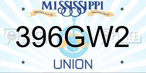 396GW2 Mississippi License Plate