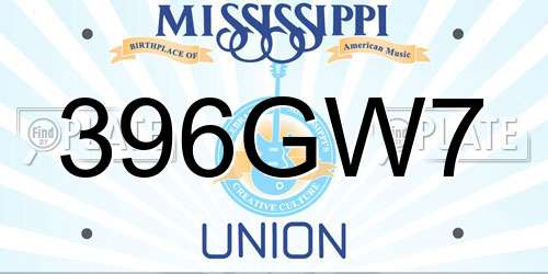 396GW7 Mississippi License Plate