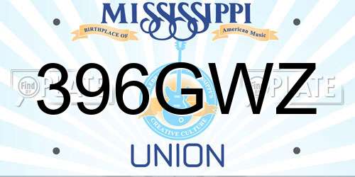 396GWZ Mississippi License Plate