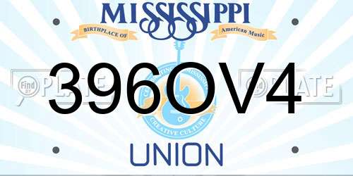 396OV4 Mississippi License Plate