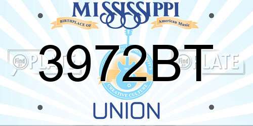 3972BT Mississippi License Plate