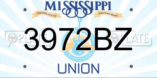3972BZ Mississippi License Plate