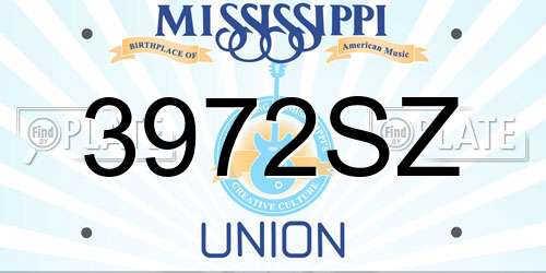 3972SZ Mississippi License Plate