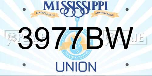 3977BW Mississippi License Plate