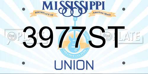 3977ST Mississippi License Plate