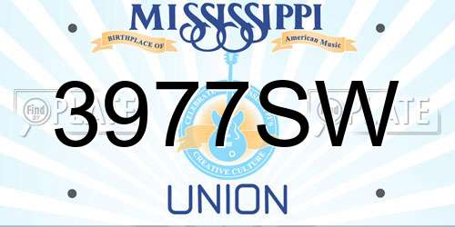 3977SW Mississippi License Plate