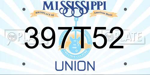 397T52 Mississippi License Plate