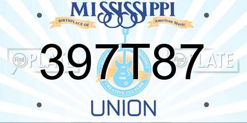 397T87 Mississippi License Plate