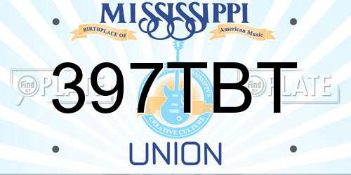 397TBT Mississippi License Plate