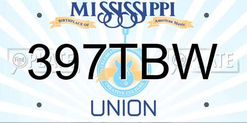 397TBW Mississippi License Plate