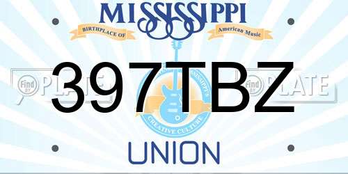 397TBZ Mississippi License Plate