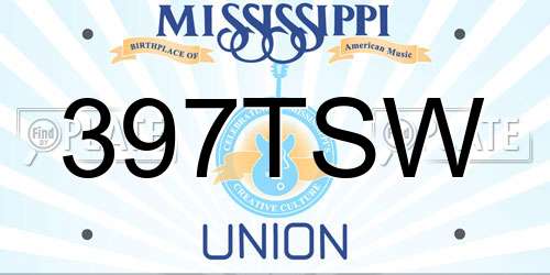 397TSW Mississippi License Plate