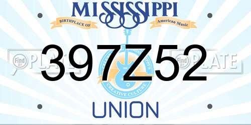397Z52 Mississippi License Plate