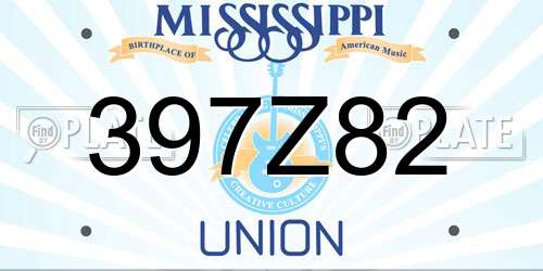 397Z82 Mississippi License Plate