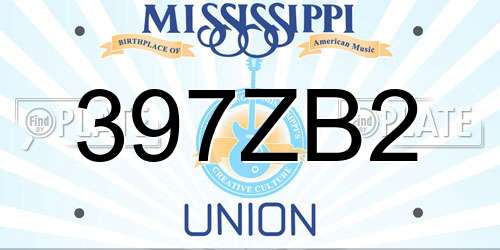 397ZB2 Mississippi License Plate