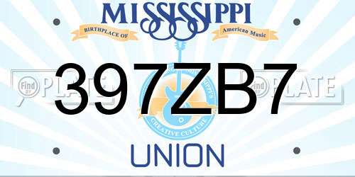 397ZB7 Mississippi License Plate