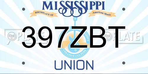 397ZBT Mississippi License Plate