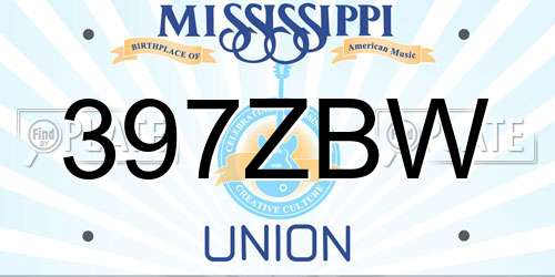 397ZBW Mississippi License Plate